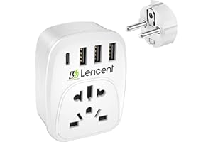 LENCENT Adaptateur Universel vers France FR pour la Connexion d'appareils étrangers, par ex. UK Anglaise Angleterre, USA Americaine, Chine, Australie, Japon, Italie, Suisse, Brésil etc
