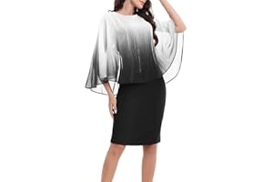 Gardenwed Abendkleider elegant Damen Chiffon Cape Bodycon Kleid Knielang Formelle Cocktail Party Kleider Hochzeitsgäste Festliches Kleid