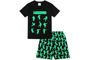 THEPYJAMAFACTORY The PyjamaFactory Brand Boys Emote Legend Dance Gaming Black Green Cotton Short Pyjamas