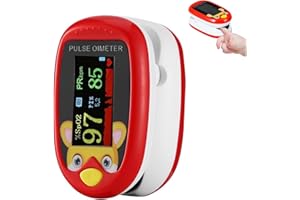 PAGAMADU Oxímetro pediátrico. Pulsómetro profesional Medidor-saturador oxígeno en sangre con pantalla LED. Control de Frecuencia Cardíaca y nivel del de oxígeno de tu bebe. (ROJO)