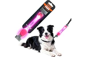 LaRoo Bande Lumineuse pour Chien, Etanche Clignotant à LED Lumineux avec Bandes Adhésives de Nylon, Facile à Attacher à La Laisse du Collier et au Harnais, pour Promener le Chie
