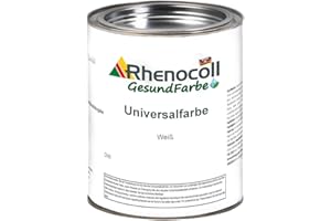 Rhenocoll Universalfarbe für Holz, Metall und Stein – Holzfarbe innen und außen – Wetterfeste Deckfarbe auf Wasserbasis – Metall-Farbe Weiß seidenmatt 5 l