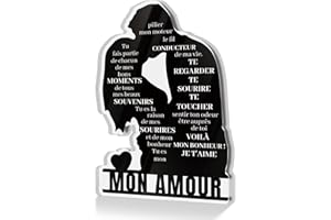 Putuo Decor Décoration Silhouette Romantique – Mon Amour – Message d’Amour en Français – Cadeau de Couple Sentimental
