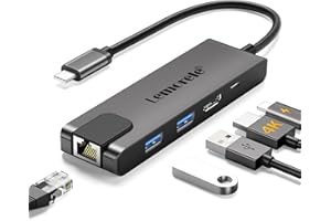 Lemorele Hub USB C con Gigabit, adattatore USB C 5 in 1 a RJ45 Ethernet 1000Mbps, 4K HDMI, 2 USB 3.0, 100W PD, per SteamDeck, MacBook Pro/Air, iPad, ChromeBook Pixel, Matebook, PC Tablet Type-C