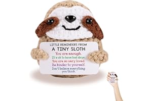 iewrtcin Positive Crochet Sloth Gifts,Emotional Support Crochet,Cute Positive Sloths Small,Knitted Pocket Hug Stuff with Positive Card for Women Men Birthday Gift Party Decoration (Sloth)