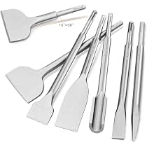 5-Piece SDS Plus Chisel & Drill Bit Set - Flat & Point Chisels For Demolition, Tiles, Concrete