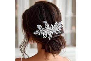 Unicra Peigne à cheveux de mariage en argent Pièce à cheveux de mariage en strass Accessoires de cheveux en cristal pour femmes et filles