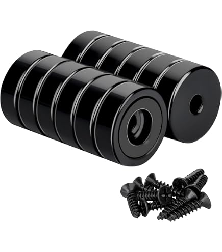 Aimants Néodyme Super Puissants 40 Kg OCEUMAOA - 32 Mm, 10 Pièces, Noir, Avec Trous Et Vis, Revêtement Ni+Cu+Ni