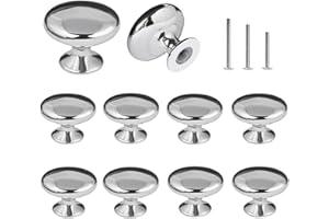 ShipeeKin 10x Perillas de Gabinete Redondas Perillas de Cajón 30mm Tiradores de Muebles Perilla de la Puerta con Tornillo Perillas Manijas para Armario Cajón Aparador Cocina (plata)