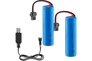 Yangers 2-pak 3,7 V 1200 mAh akumulator litowo-jonowy RC akumulatory 15C SM-2P złącze wtykowe z ładowarką USB zestaw do RC samochód terenowy ciężarówka skoczek pojazd Drift Monster Toys