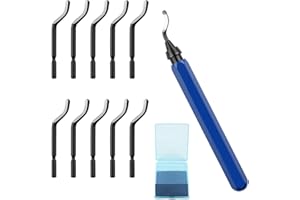 Dadabig Deburring Tool, Hand Deburring Tool Set with 1 x NB1100 Handle and 10 x BS1010 HSS Blades 360°Rotary Metal Deburr Blades for 3D Prints, Pipe, Plastic, Aluminum, Copper, PVC and Steel