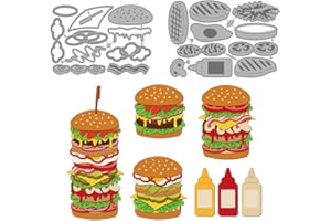 MAYJOYDIY Fast Food Hamburger Food Metal Cutting Dies Tomato Paste Salad Dressing Honey Sauce Carbon Steel Stencils for Handmade Card Making Stencils Festivals Scrapbooking Album Paper Craft Template