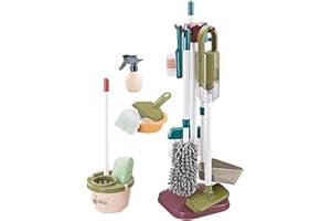 SILULCM Ensemble De Nettoyage pour Enfant | Chariot Menage Enfant | Aspirateur Enfant Jouet | Jouets De Nettoyage Cadeau pour Les Tout Petits Comprennent Balai Vadrouille Plumeau Pelle Brosses Chiffon