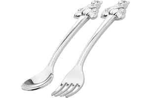 Couverts pour enfant cuillère et fourchette 2 pièces avec étui en plaqué argent plaqué argent