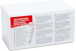 GIMA AllTest - Test di ovulazione, self test per determinare il picco di fertilità nella donna, striscia da 4 mm, confezione da 25 pezzi, 29125