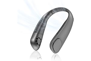 DreiWasser Ventilador de Cuello Portátil, 9000 mAh Mini Ventilador de Cuello USB Recargable con, Cabeza Flexible de 360°, Bajo Ruido, Para Deportes, Correr, Viajes de Camping (Black)
