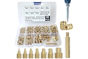 3DZWMAN Threaded Inserts with M2-M8 Heat Set Insert Tools,Brass Metric Knurled Nuts for 3D Printing Components and Plastic Parts (380Pcs-kit)