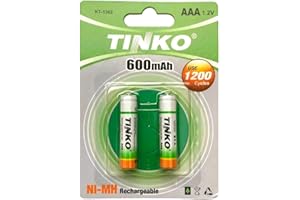 EUNICELL AAA Rechargeable Batteries 600mah (2 pack)1.2V NI-MH Solar Light/Cordless Phone Battery Tinko
