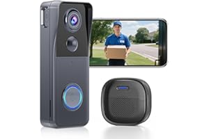 GEREE Wireless Video Doorbell Camera with Chime 1080P HD Smart Video WiFi Door Bells with Camera PIR Motion Detection Night Vision 2-Way Audio Battery Powered Work with Alexa Support SD Card & Cloud Storage