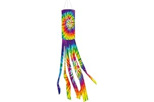 WUKESIFY Rainbow Spiral Windsock, Rainbow Windsock, Wind Sculptures Rainbow, Garden Colorful Hanging Decoration Wind Socks Outdoor for Flag Pole Caravan Camping Garden Spinner Backyard Porch Campsite Decor