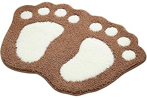 Shanna Tapis antidérapant et absorbant pour salle de bain, motif grands pieds, Polyester, marron, 40 x 60 cm