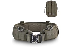 BUOSHA Fencelly Cinturón de nailon grueso, multifuncional, táctico para exteriores, con riñonera, cinturón ajustable desmontable