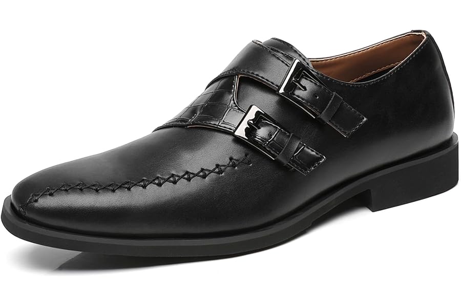 Ahico Men's Dress Shoes Monk Strap Classic Oxford Shoes Formal Business Wedding Loafers