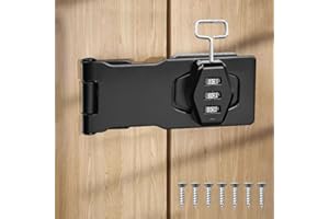 KYYGKY 4 Inch Password Hasp Locks Rotary Door Lock Hasp Cabinet Door Combination Lock Barn Door Lock Latch Safety Packlock Clasp Hasp with Screws for Cabinets, Barn Door, Outdoor, Garden - Black