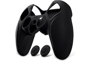 playvital Coque Manette pour ps5 Housse Protection avec 2 Capuchon Joystick pour ps5 Controller Cover Skin Cache Silicone,Édition Ninja-Noir
