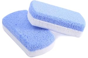 2PCS Pumice Stone for Feet,HOUSN Natural Pumice,Foot Scrubber for Dead Skin,Pedicure Exfoliator Tool,Prevents and Removes Corns Calluses and Cracked Heels,Smooths Skin Elbows and Knees,Blue and White