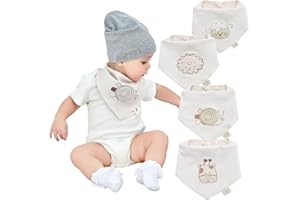 COTTON COMING Baby Bavaglini bandana neonato bava bavaglino per ragazzi e ragazze 4 pezzi di cotone al 100%, morbida e assorbente