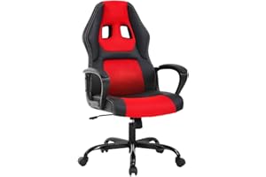 T-LOVENDO.ES T-LoVendo Silla Gaming Oficina Racing Escritorio Videojuegos Sillon Gamer Despacho, Negra y Roja, Rojo, Universal