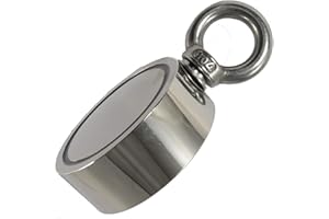 MAGNET-KAUF Aimant en néodyme M-Kauf - Force de traction de 300 kg - Double face - Aimants de 60 mm - Pour la pêche magnétique - Œillet M8