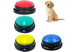 CERIOLL Pulsanti per Cani, Buzzer Button, Beeper per Cani, 4 Pezzi Gioco Interattivo Cane, Recordable Training Answer Buzzers, Pulsante Cane per la Comunicazione e L'addestramento, Funzione di Registrazione