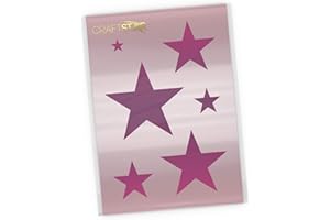 CraftStar Stars Stencil - A4 Sized Mylar Stencil (6 Star Sizes from 2 to 12 cm)