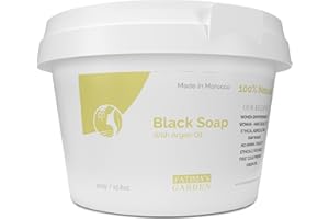 Fatima's Garden Savon Noir à l'Huile d'Argan - Nettoyant Exfoliant, 450g