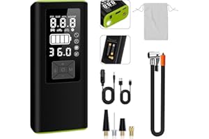 NOLYTH Tyre Inflator Cordless Compressor: Portable Electric Air Pump for Car Bike - 150PSI Dual Digital Pressure Gauge 12V DC Rechargeable Battery Auto Shutoff - Gift for Drivers Campers Cyclists