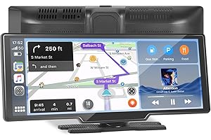 Bezprzewodowe radio samochodowe Inefala Bezprzewodowy samochód Carplay Andriod, ekran samochodowy z 10,26-calowym monitorem dotykowym, przenośne radio samochodowe z BT/FM/AUX/TF GPS, asystent głosowy