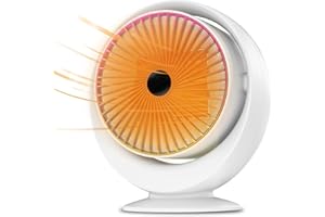 Chauffage D'appoint, 800W Silencieux Radiateur Soufflant avec 2 Modes, Protection Multiple, Balance 30 ° de Haut en Bas, Chauffage Électrique pour Bureau, Chambre