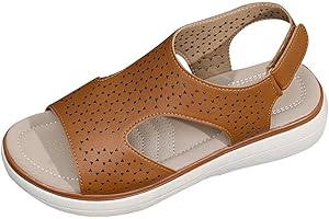 AEGJEGVD Womens Walking Sandals Clearance,Ladies Wedge Heel Open Toe Sandals Fashion Breathable Beach Slippers Soft Thick-Soled Shoes Summer Washable Non Slip Slides UK Size 3.5-7.5 Today's Deals