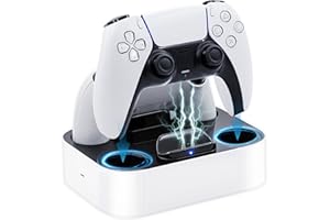 Mcbazel Station de Charge Manette PS5,PS5 Chargeur Double de Charge Protection Contre la Surchauffe Station de Chargement Triple Protection avec Voyant LED pour PlayStation 5 DualSense Manette -Blanc