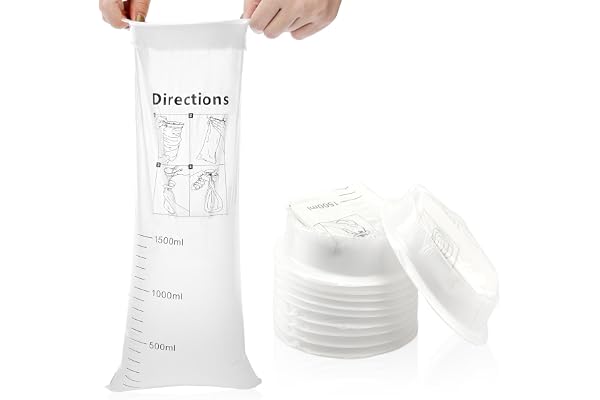 10PCS Sacs Jetables de Vomi,Sacs à Vomissements Blanc de 1500ml,Sac à Vomir Haute Densité avec Bouton-Pression,Parfait pour le Mal du Matin, Les Enfants, La Femme Enceinte