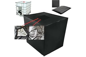 FONDUO IBC Tank Abdeckung 1000l Wassertank Mit Lochauschnitt, 210D/1200G Extra Dick, UV-Folie Schutzhülle Schutzplane Schutzhaube Cover, Warm Halten Und Frostschutz, Anti-Cracking (Schwarz-210D)