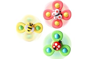 ALASOU 3PCS Suction cup spinner toys for 1 2 Year old boys|Spinning top baby toys 12-18 months|First birthday baby gifts for 1 Year old girls|Sensory toys for toddlers 1-3