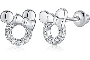 TIZU Boucles d'oreillesen Argent Sterling 925 pour Enfant Fille Femme, Boucles d'oreilles Animaux Hypoallergéniques Avec Dos de À Vis Sécurité Bijoux cadeaux