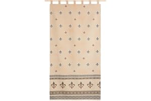 LANOVENANUBE Cortina alpujarreña con trabillas FLOR DE LIS Nº52 de 140x260 cm, Tejido jacquard, de fácil mantenimiento y resistente. Confeccionada con trabillas. Diseño rústico. Cortina de puerta exterior