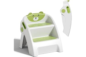 ITSLIFE Tritthocker Kinder 2 Stufen, Trittschemel für Baby, Faltbarer Lern-Turm ab 6 Monaten, Zweistufiger Trittleiter für Bad, Kleinkinderzimmer, Küche, Anti-Kipp und Anti-Rutsch (Grün)