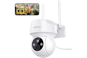 COOAU PTZ kamera do monitoringu zewnętrznego, 2K, Wi-Fi, do użytku na zewnątrz, z automatycznym śledzeniem ludzi, nagrywanie 24/7, widoczność w nocy, IP66, karta SD / pamięć w chmurze