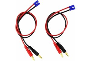 OliYin 2pcs EC2 Mâle à 4mm Fiche de Connecteur Banane Adaptateur Câble de Charge 16awg 11.8inch pour Batterie RC Lipo (Pack de 2)