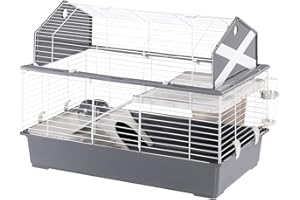 Ferplast Klatka dla królika BARN 100 małych zwierząt, 2 piętra, szyberdach, akcesoria i naklejki w zestawie